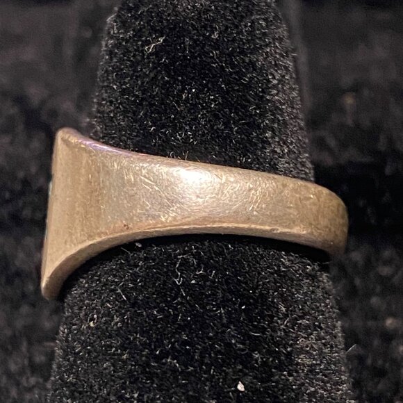 Ring 6-Pointed Star inlayed Crushed Turquoise Size 4.5 Sterling Silver Stamped 9 - Picture 2 of 8